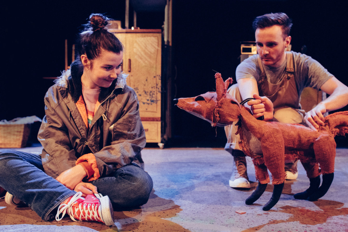 3-The-Wrong-Crowds-Kite-With-cast-members-Amy-Blair-and-Jack-Dorning.-Designer-Rachael-Canning.-Lighting-1440x960